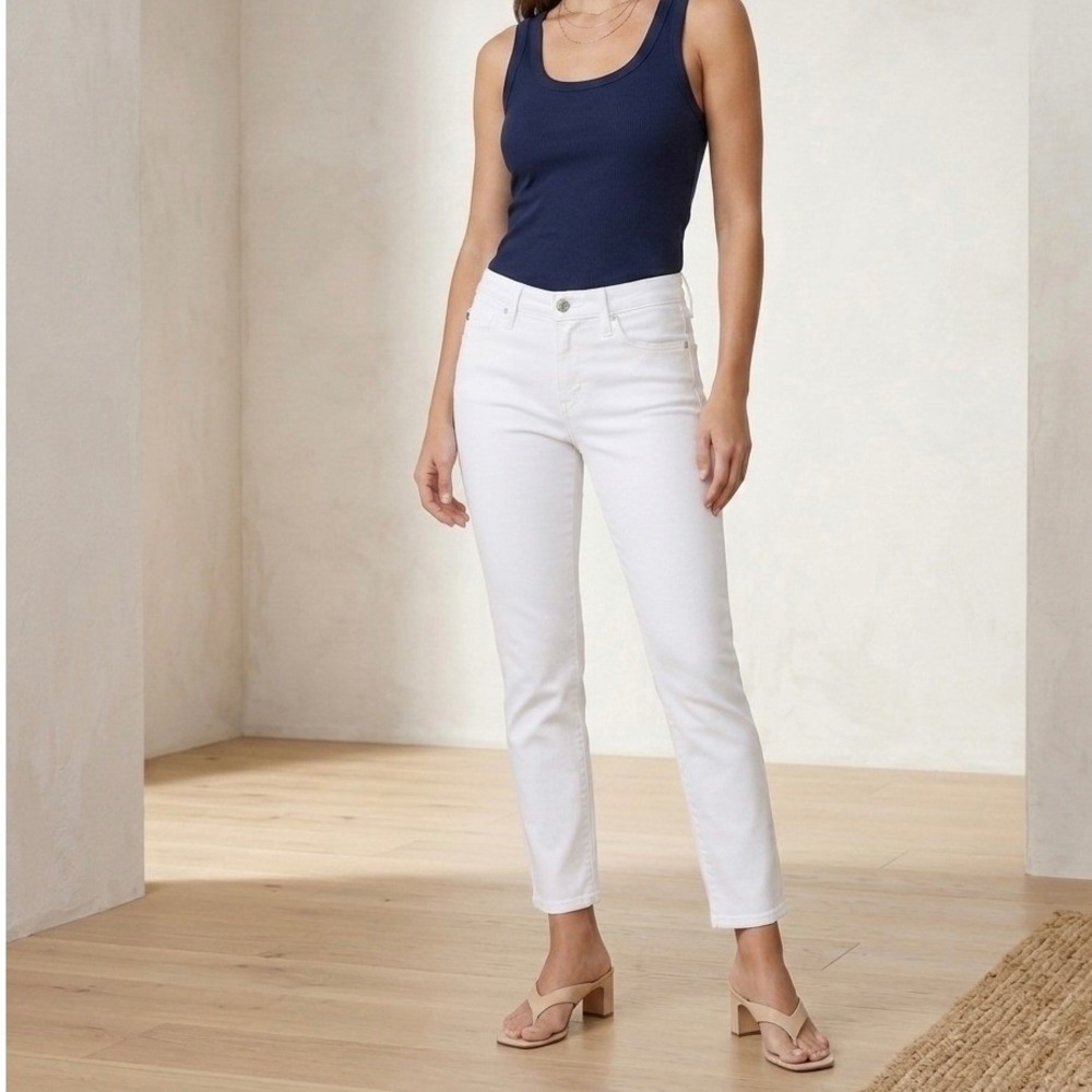 AG Adriano Goldschmied The Prima Jeans Womens 28R White Mid-Rise Cigarette Denim